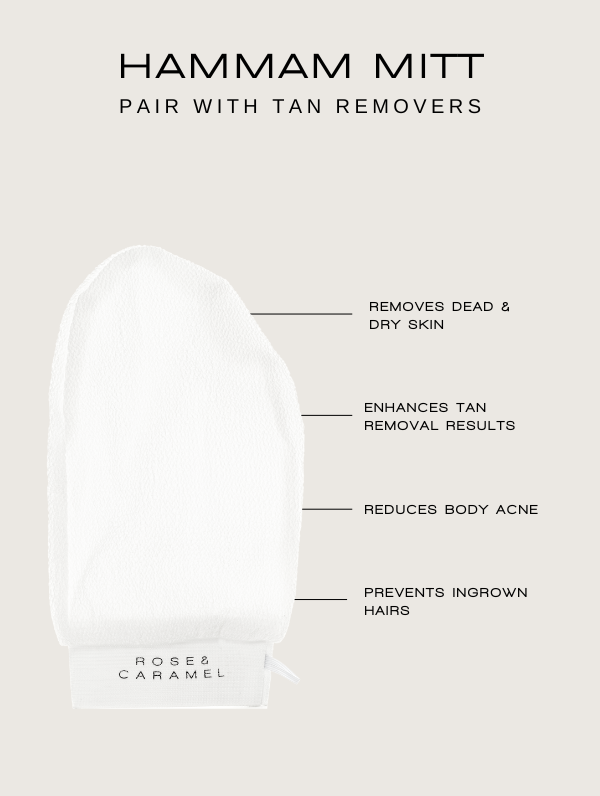 exfoliating body mitt, tan removal mitt, tan removal