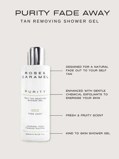 purity tan remover, self tan removing shower gel, fake tan eraser, self tan remover, fake tan remover