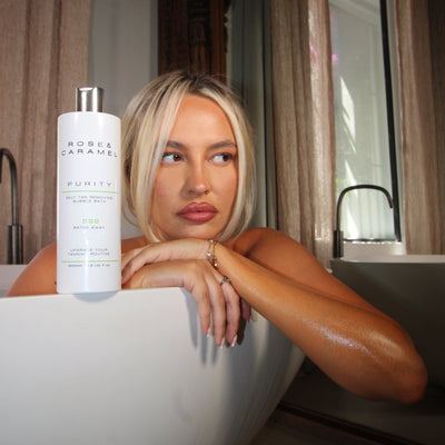 self tan removing bubble bath, self tan remover, tan remover, fake tan eraser, sensitive tan remover, purity tan remover