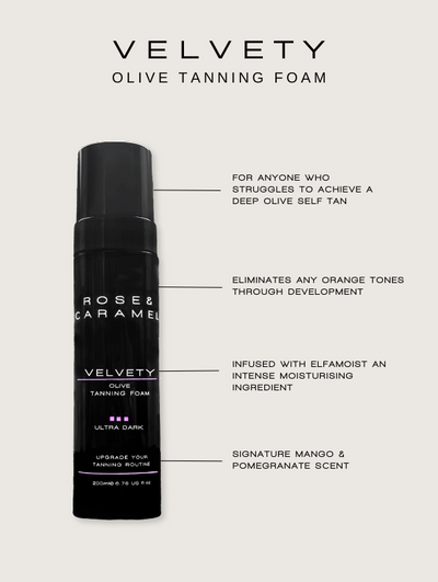 olive tanning foam, ultra dark tan, fake tan, self tanning foam. deeper skin fake tan